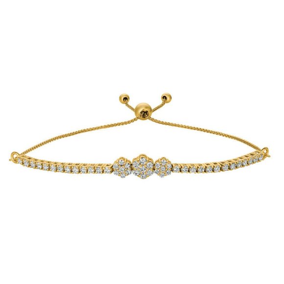 1.00 Carat Natural Diamond Bolo 3 Flower Bracelet